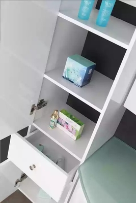 Vaidade moderna de flutuação do banheiro do armário em lustroso branco da parte superior do vidro verde
