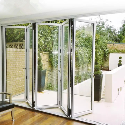 A porta de dobramento plástica personalizada exterior UPVC molda o projeto de vidro do acordeão Bifold