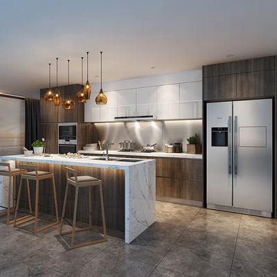 Mobília luxuosa feita sob encomenda da cozinha do CE, armário de cozinha do bloco liso