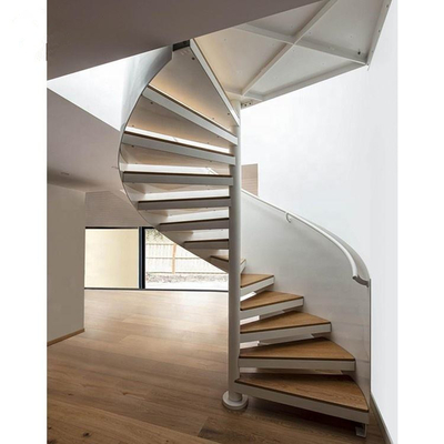 Escadas de vidro em espiral de luxo, escadas de madeira em espiral com economia de espaço
