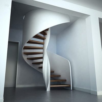 Escadas de vidro em espiral de luxo, escadas de madeira em espiral com economia de espaço