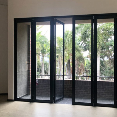 Porta de pátio dobrável de liga de alumínio, porta externa de PVC dobrável de plástico