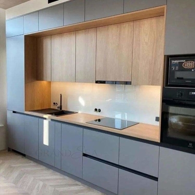 Armários modernos para cozinha com bancada de PVC e acessórios para móveis
