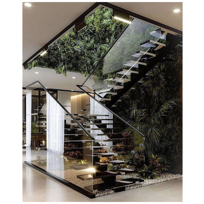 Escada interna moderna padrão australiana com led em mármore