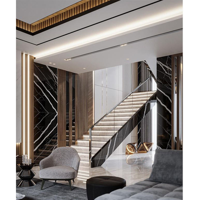 Escada interna moderna padrão australiana com led em mármore