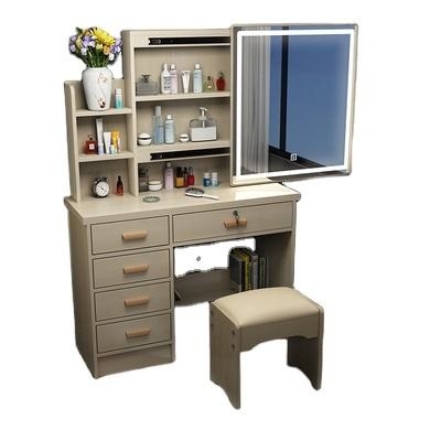 Simples maquiagem para quarto espelho LED branco penteadeira prática multifuncional