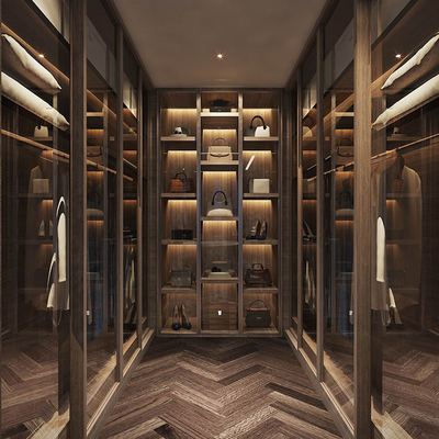 Foshan Factory Glass Door Walk In Closet, guarda-roupa Armários portáteis de madeira