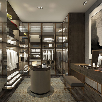 Foshan Factory Glass Door Walk In Closet, guarda-roupa Armários portáteis de madeira