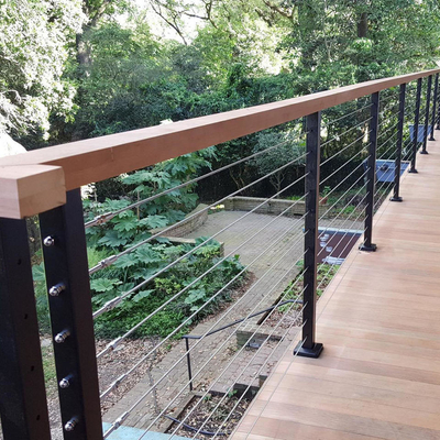 Balaustrada de arame de cabo de aço inoxidável para escadas / corrimão de varanda