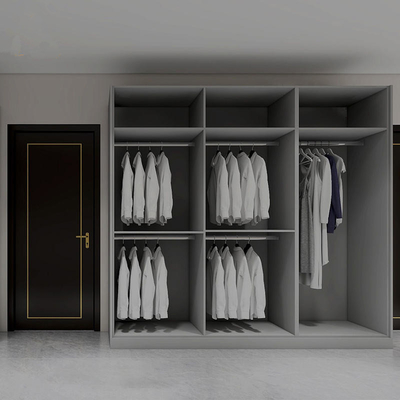 Conjunto de quarto moderno com móveis de madeira e closet, guarda-roupa personalizado de alto brilho