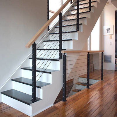 Design de balaustrada de corrimão de escada moderno preto fosco para degraus