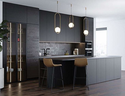 Armário europeu moderno de fabricação do estilo para envernizar armários de cozinha modulares