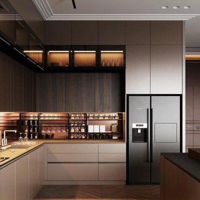 Armário europeu moderno de fabricação do estilo para envernizar armários de cozinha modulares