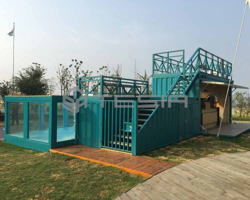 Da casa modular feita sob encomenda do recipiente da casa pré-fabricada 20FT 40FT da indústria de Tesia piscina luminosa