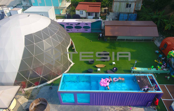 Da casa modular feita sob encomenda do recipiente da casa pré-fabricada 20FT 40FT da indústria de Tesia piscina luminosa