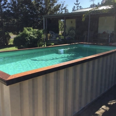 Exteriores personalizados colorem 20' 40' piscina do contentor com 2&quot; janela grossa e a escada de aço
