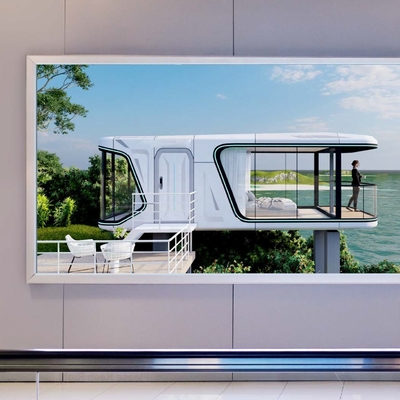 Casa de acampamento portátil personalizada com estrutura modular moderna estilo cápsula para uso ao ar livre