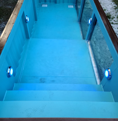 Container personalizado piscina com janelas casa de chuveiro spa estrutura de aço piscina