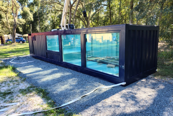 Container personalizado piscina com janelas casa de chuveiro spa estrutura de aço piscina