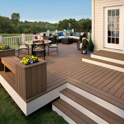 Decking composto resistente UV do PVC de 18mm Matt Plastic Wood Grain Flooring