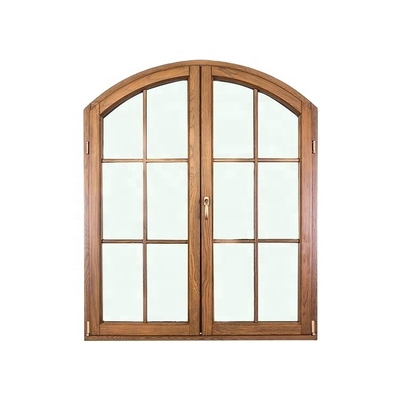 O quadro de alumínio de madeira Windows do estilo francês balança para dentro janelas de batente arqueadas