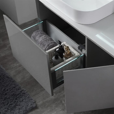 Espelho morno da luz do diodo emissor de luz de Grey Customized Bathroom Cabinets vaidade do banho de 40 polegadas