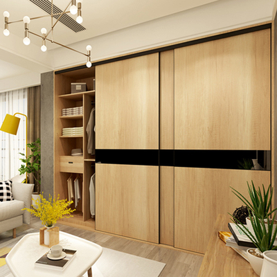 Caminhada na moda da madeira maciça em vestuários de Mirror Sliding Doors do organizador do armário para a roupa