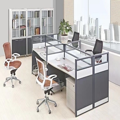 Divisores modernos da mesa do MFC do compartimento de Seater da parede de vidro 4 da separação do escritório da forma ISO9001