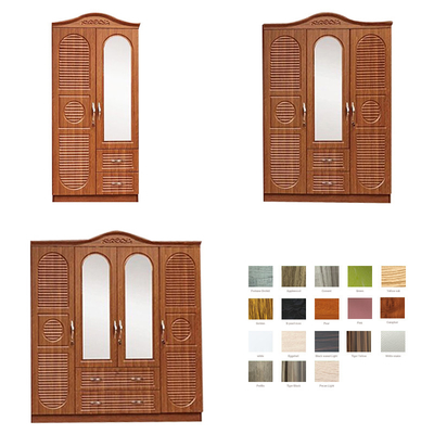 Armário 2 3 da placa do MDF da cor da textura do PVC multi armário de 4 portas com espelho