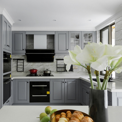 Armário de cozinha modular multicolorido Shaker Door Kitchen Pantry Cupboard da madeira maciça