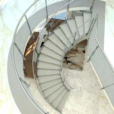 A mão interna de ASTM forjou da casa de campo espiral das escadas do metal a escadaria curvada moderna luxuosa