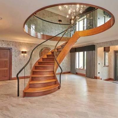 A mão interna de ASTM forjou da casa de campo espiral das escadas do metal a escadaria curvada moderna luxuosa