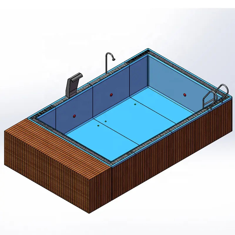 Fibra de vidro pré-fabricada cor personalizada contêiner de transporte 20 pés 40 pés piscina com janela upvc