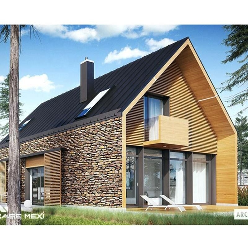 Cor e tamanho personalizados Estrutura de aço leve Vila de luxo pré-fabricada de dois andares Casa pré-fabricada